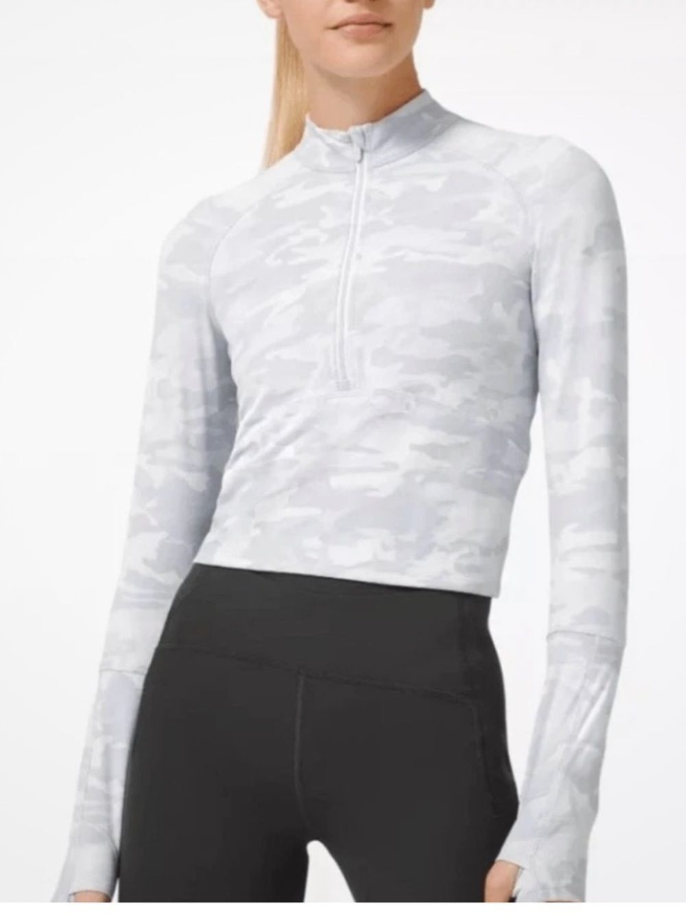 Lululemon Pace Pursuit Long Sleeve Half Zip Jacket Incognito White Snow
Camo 6